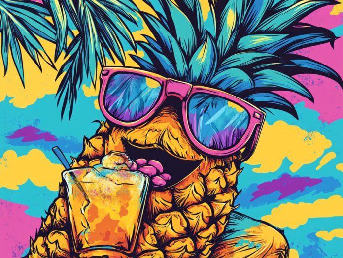 Illustration einer Ananas mit Sonnenbrille