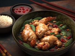 Chinesischens Hühnergericht mit Kung Pao Soße