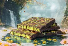 Wie schmeckt Dubai Schokolade? Dubai-Schokolade in Fantasieumgebung