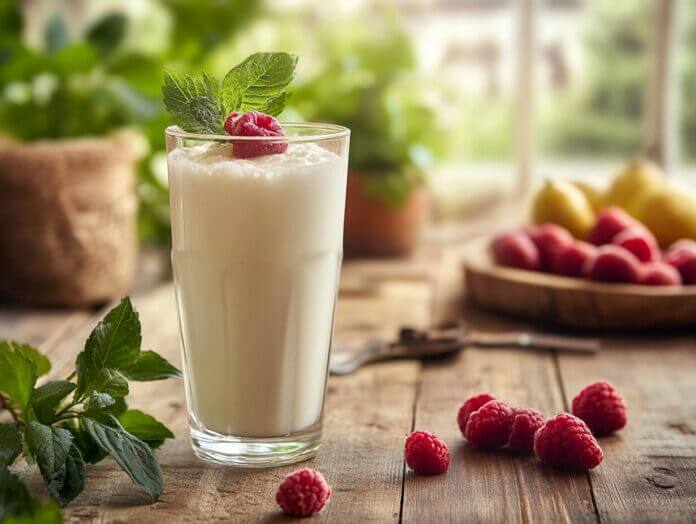 Wie schmeckt Kefir Kefir mit Himbeere