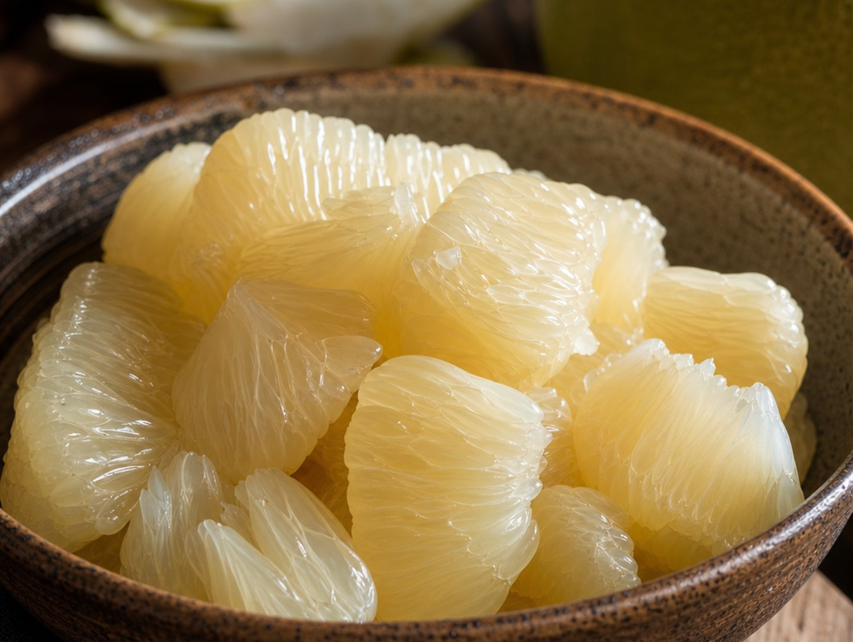 Geschälte Pomelo-Segmente in einer Schale