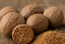 Wie schmeckt Muskatnuss? Muskatnuss, ganz und frisch gerieben