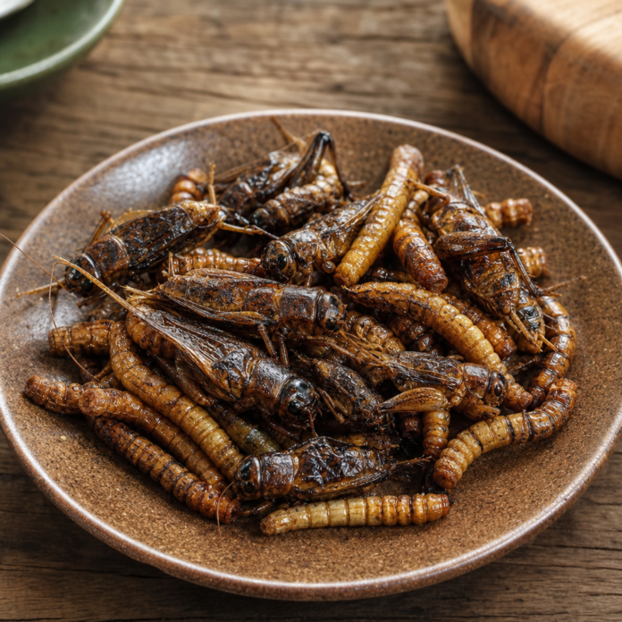 Geröstete Mehlwürmer und Grillen als Snack
