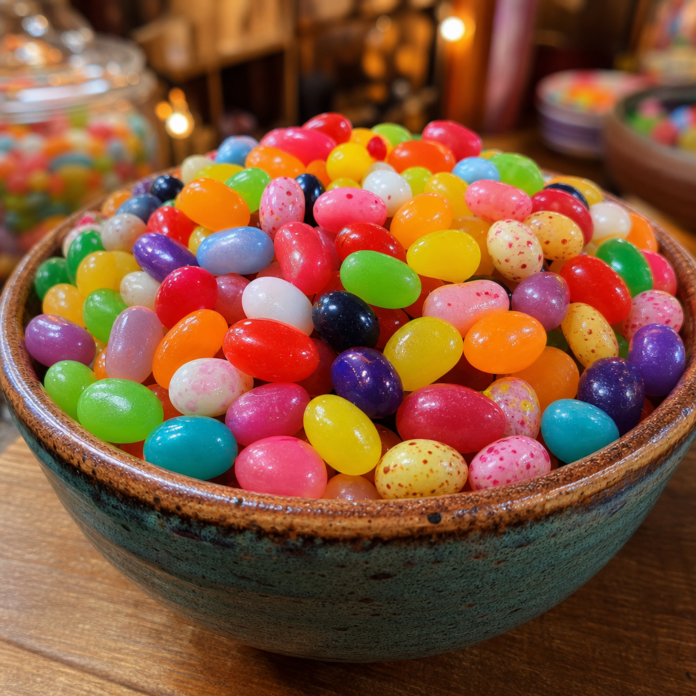 Bunte Jelly Beans in Schale Bunte Jelly Beans in vielen Geschmacksrichtungen