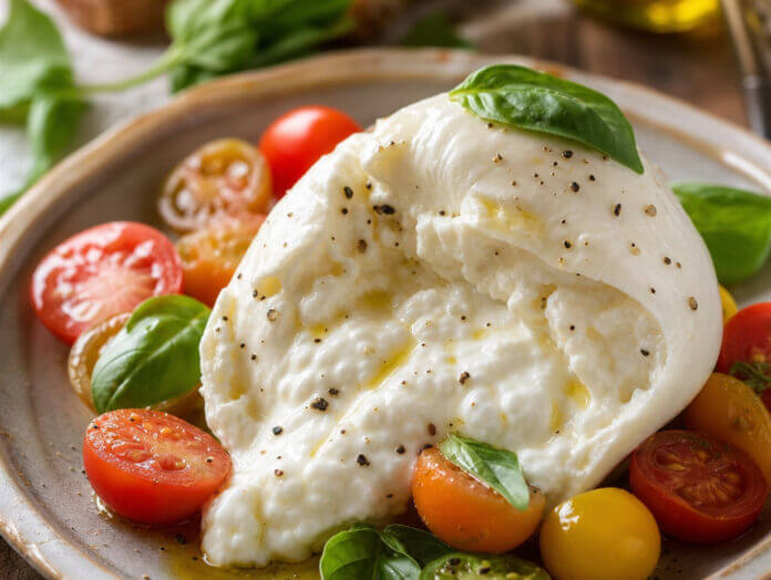Burrata mit Tomaten und Basilikum