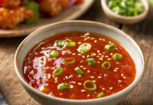Wie schmeckt Canton Sauce? Canton-Sauce in einem Schälchen