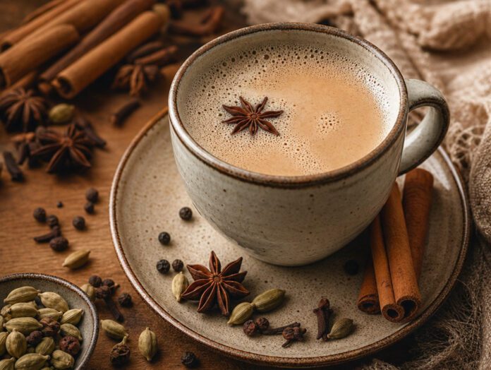 Tasse Chai Tee mit Gewürzen