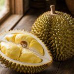 Durian-Frucht, aufgeschnitten