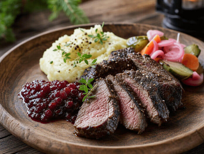 Wie schmeckt Elch? – Titelbild Angerichtetes Elchfleisch-Steak