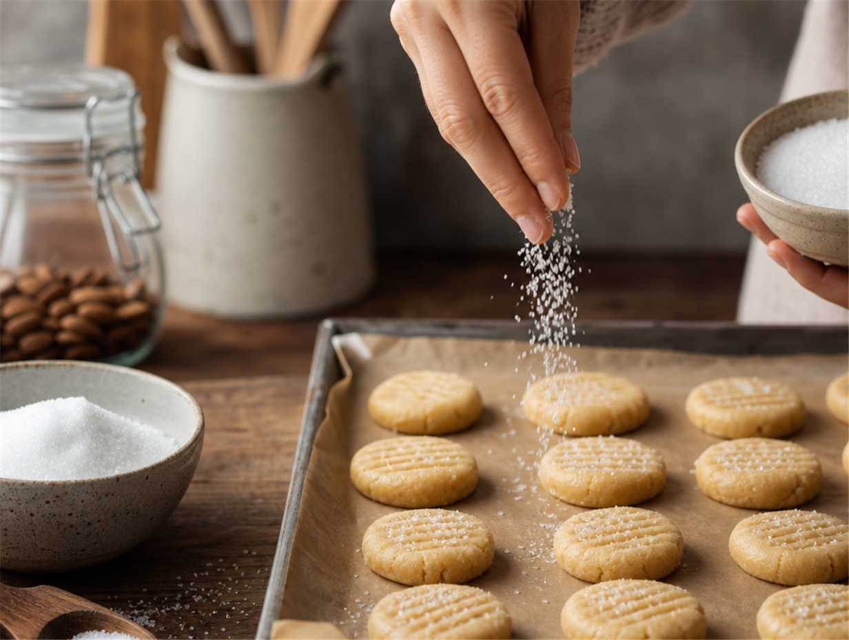 Erythrit wird beim Backen von zuckerfreien Keksen als Zuckerersatz verwendet