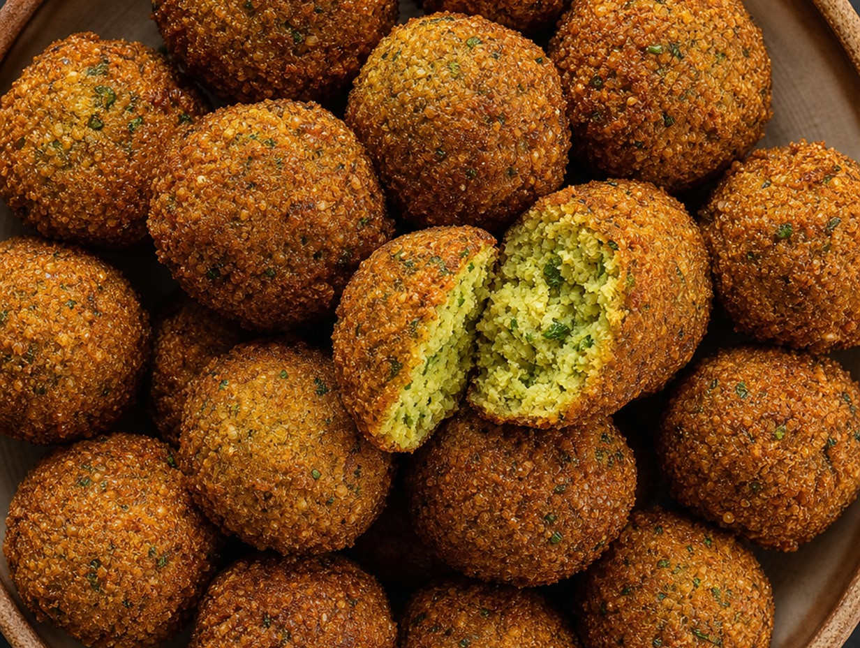 Gestapelte knusprig frittierte Falafel aus Kichererbsen