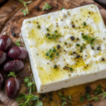 Feta-Block mit Olivenöl und Oregano