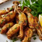 Gebratene Froschschenkel mit Kräutern und Zitrone