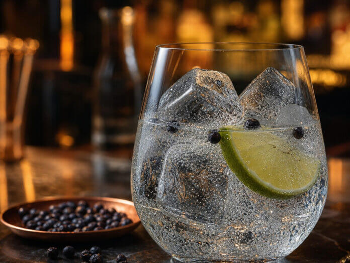Glas Gin mit Garnitur