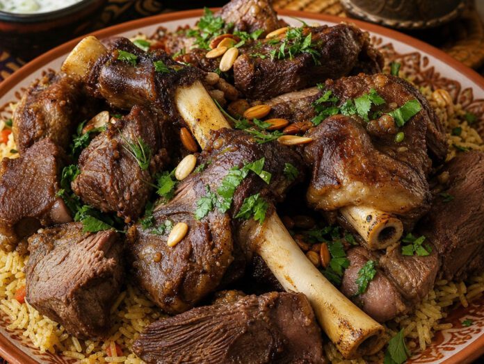 Zubereitetes Kamelfleisch mit Gewürzen