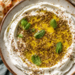 Labneh mit Olivenöl und Za'atar bestreut