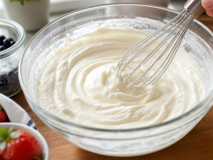 Quark wird nach dem Auftauen cremig gerührt