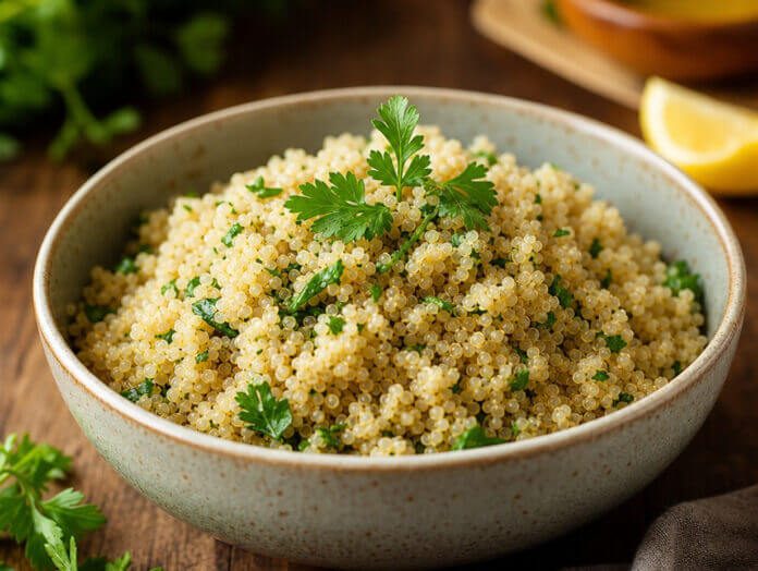 Gekochte Quinoa in einer Schale