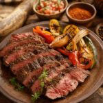 Angerichtetes Zebra-Fleisch Steak