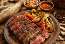 Wie schmeckt Zebra? Angerichtetes Zebra-Fleisch Steak