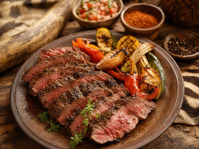 Wie schmeckt Zebra? – Titelbild Angerichtetes Zebra-Fleisch Steak