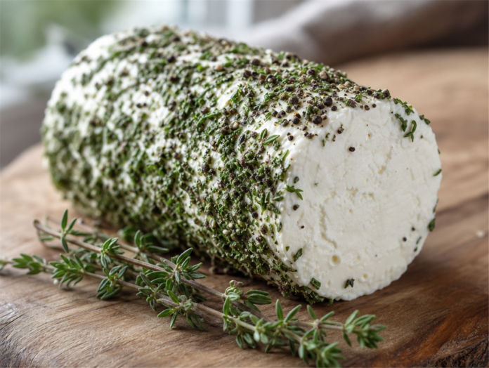 Frischer Ziegenkäse mit Kräutern und Pfeffer