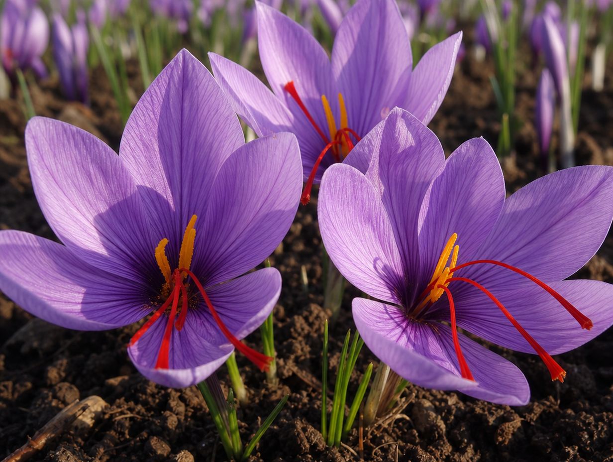 Blühender Safran-Krokus mit roten Narbenschenkeln