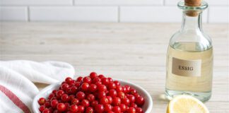 Wunderbeere: Die Frucht, die Zitronen süß schmecken lässt Kleine leuchtend rote Beeren in einer weißen Schale neben aufgeschnittenen Zitronenspalten