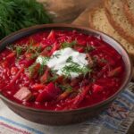 Borschtsch mit saurer Sahne und Dill