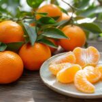 Mandarinen am Zweig, einige geschält